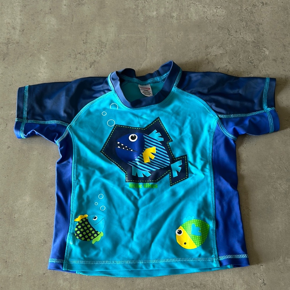 Little Tikes Kids Swim Shirt - Blue Fish Design 18-24 months